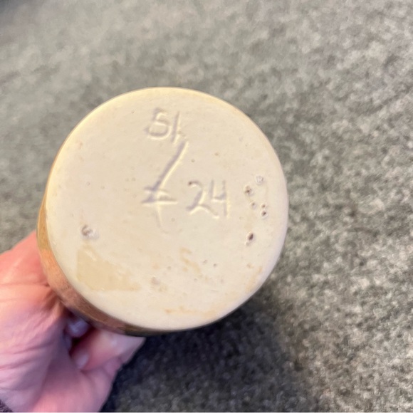 Handmade Shiny glazed ceramic bud vase. Blue, green and brown tones. 5.5” tall. - Picture 9 of 10